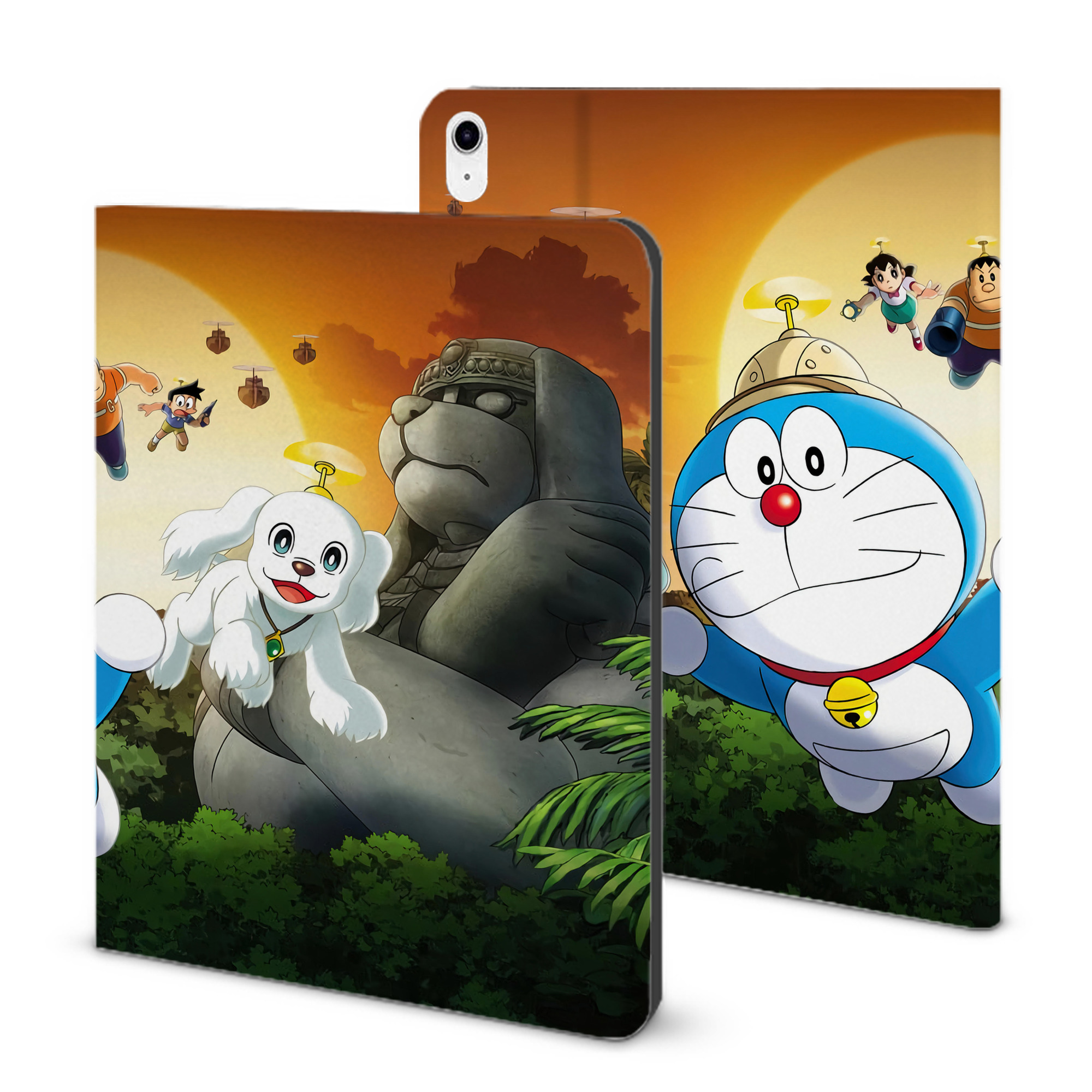 （画像用） ドラえもん Doraemon IPad ケース ブック型 PUレザー TPU 耐衝撃 軽量 薄型 ペン収納なし 全面保護 IPad 各モデル対応
